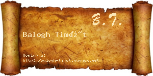 Balogh Timót névjegykártya